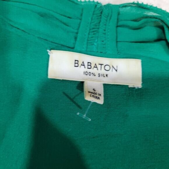 Aritzia Babaton Green Silk Ruffled Blouse - Size Small - Picture 4 of 8